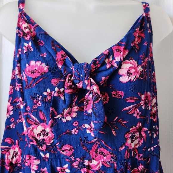 Torrid Blue Pink Floral Peplum Eyelet Cami size 1x Tank Top Spring Summer - Picture 6 of 9
